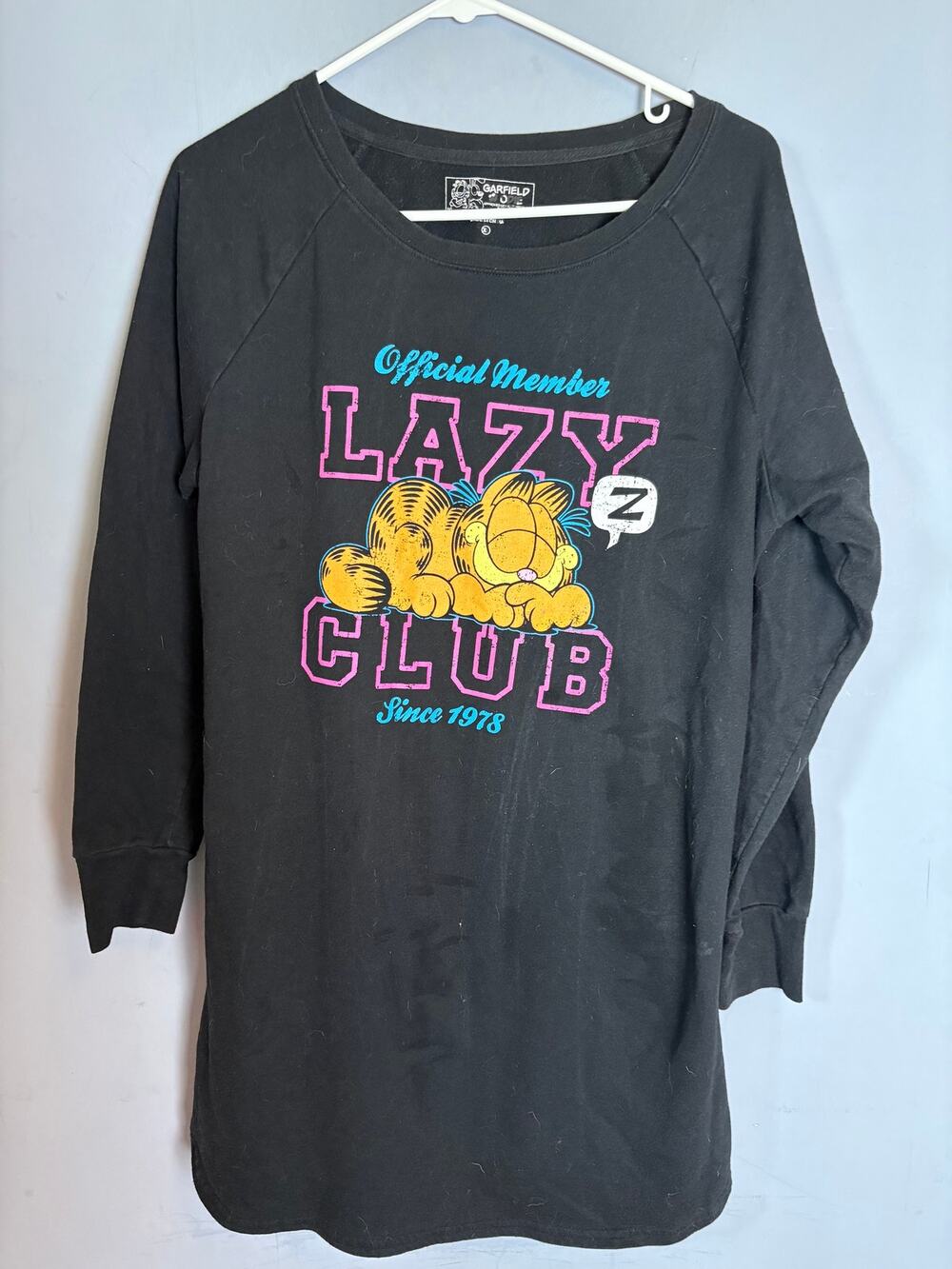 Garfield Lazy Club Sweatshirt Black Women’s Medium (Tag XL)